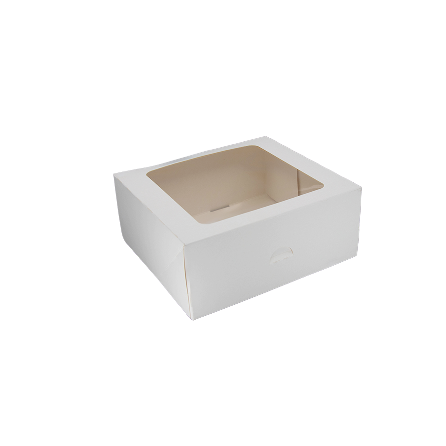 POJEMNIK KARTONOWY 130x130x70 CIASTO BIAŁY - OKIENKO